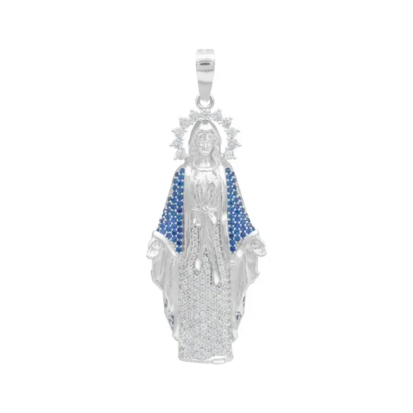 Dije Virgencita Milagrosa Plata .925 con Zirconias Finas - Imagen 1
