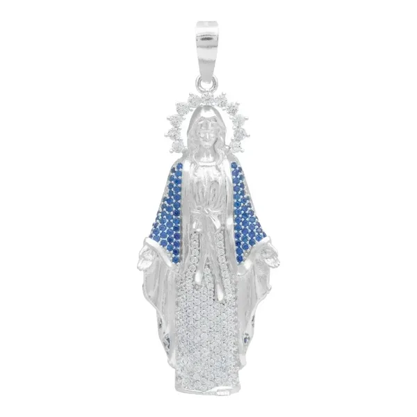 Dije Virgencita Milagrosa Plata .925 con Zirconias Finas - Imagen 1