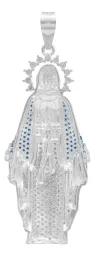 Dije Virgencita Milagrosa Plata .925 con Zirconias Finas - Imagen 2