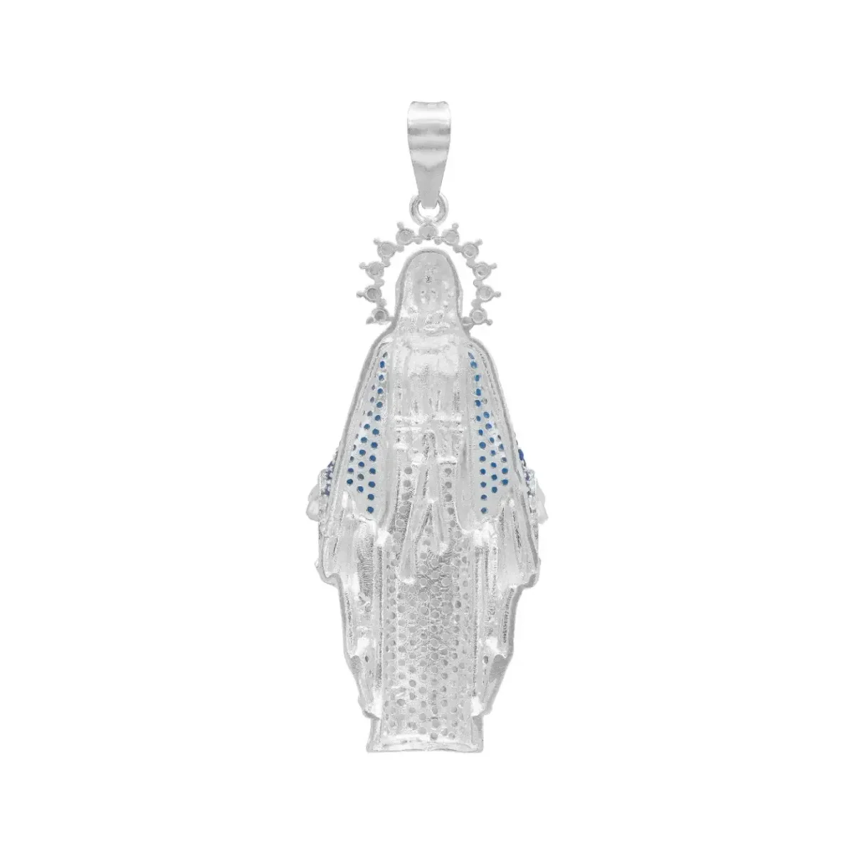 Dije Virgencita Milagrosa Plata .925 con Zirconias Finas - Imagen 2
