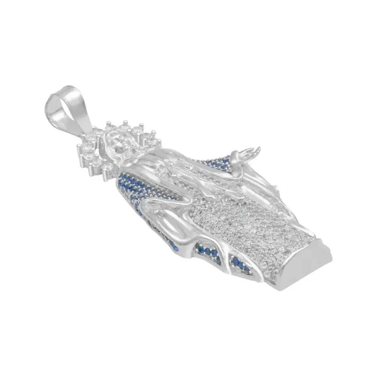 Dije Virgencita Milagrosa Plata .925 con Zirconias Finas - Imagen 3