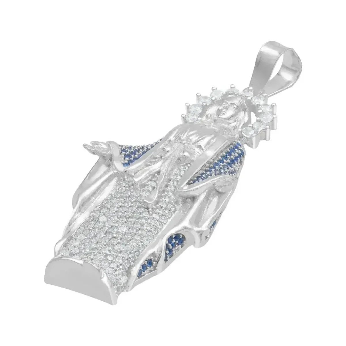 Dije Virgencita Milagrosa Plata .925 con Zirconias Finas - Imagen 4