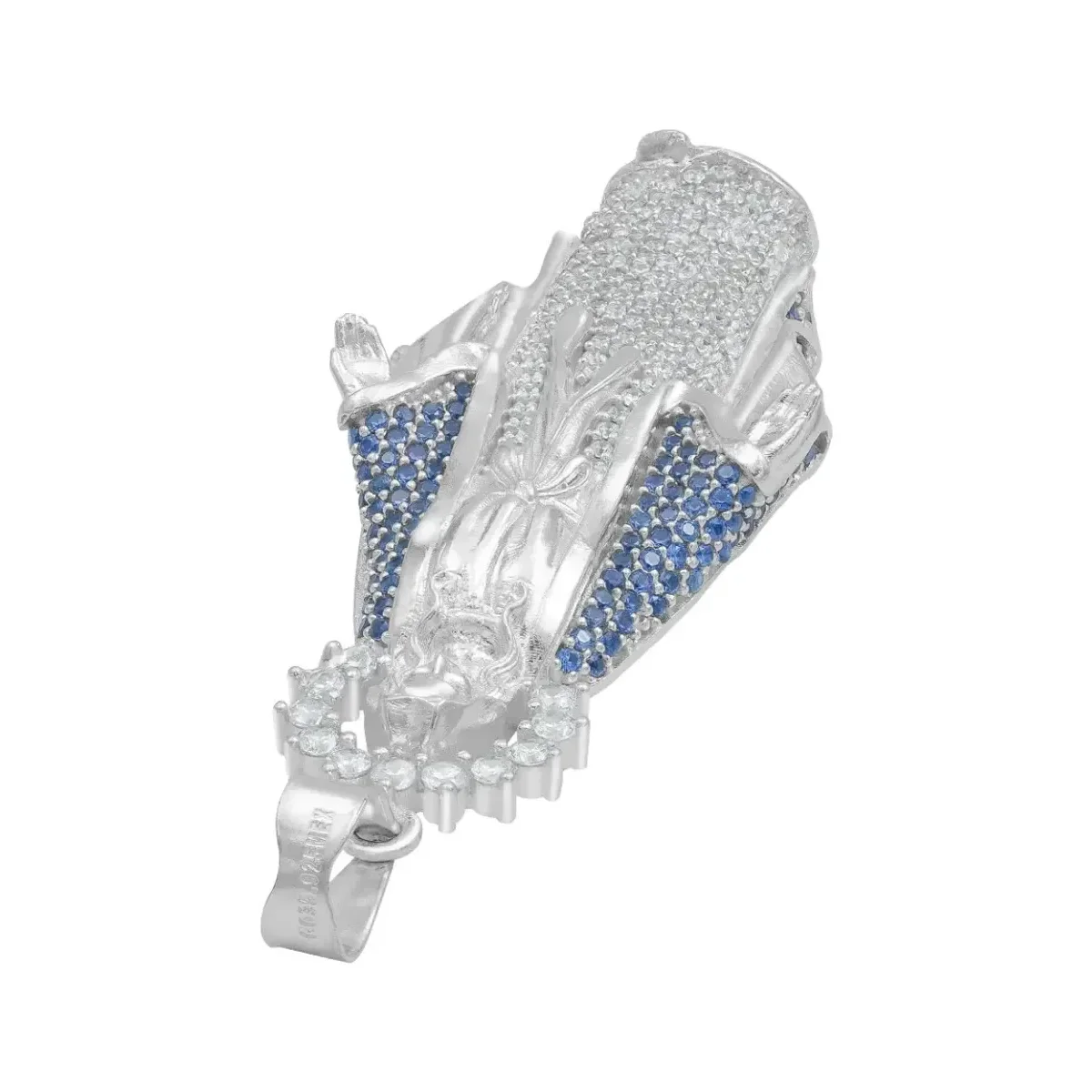Dije Virgencita Milagrosa Plata .925 con Zirconias Finas - Imagen 5