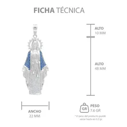 Dije Virgencita Milagrosa Plata .925 con Zirconias Finas - Imagen 7