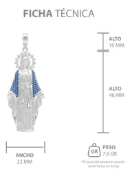 Dije Virgencita Milagrosa Plata .925 con Zirconias Finas - Imagen 7