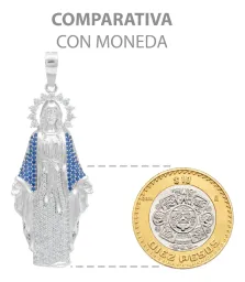 Dije Virgencita Milagrosa Plata .925 con Zirconias Finas - Imagen 8