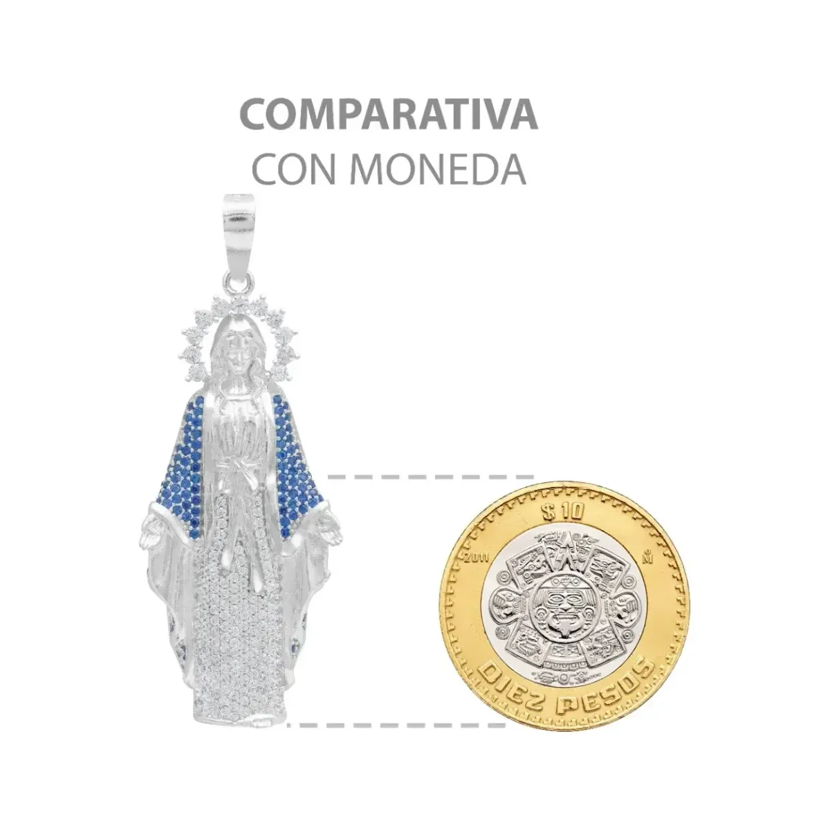 Dije Virgencita Milagrosa Plata .925 con Zirconias Finas - Imagen 8