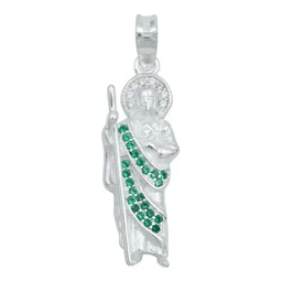 Dije y Cadena Plata 925 San Judas Tadeo con Zirconia Verde - Imagen 2