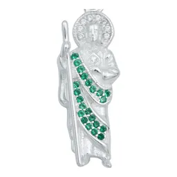 Dije y Cadena Plata 925 San Judas Tadeo con Zirconia Verde - Imagen 3