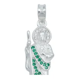 Dije y Cadena Plata 925 San Judas Tadeo con Zirconia Verde - Imagen 4