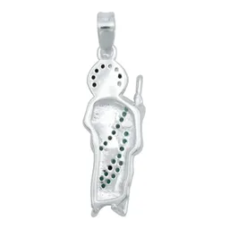 Dije y Cadena Plata 925 San Judas Tadeo con Zirconia Verde - Imagen 5