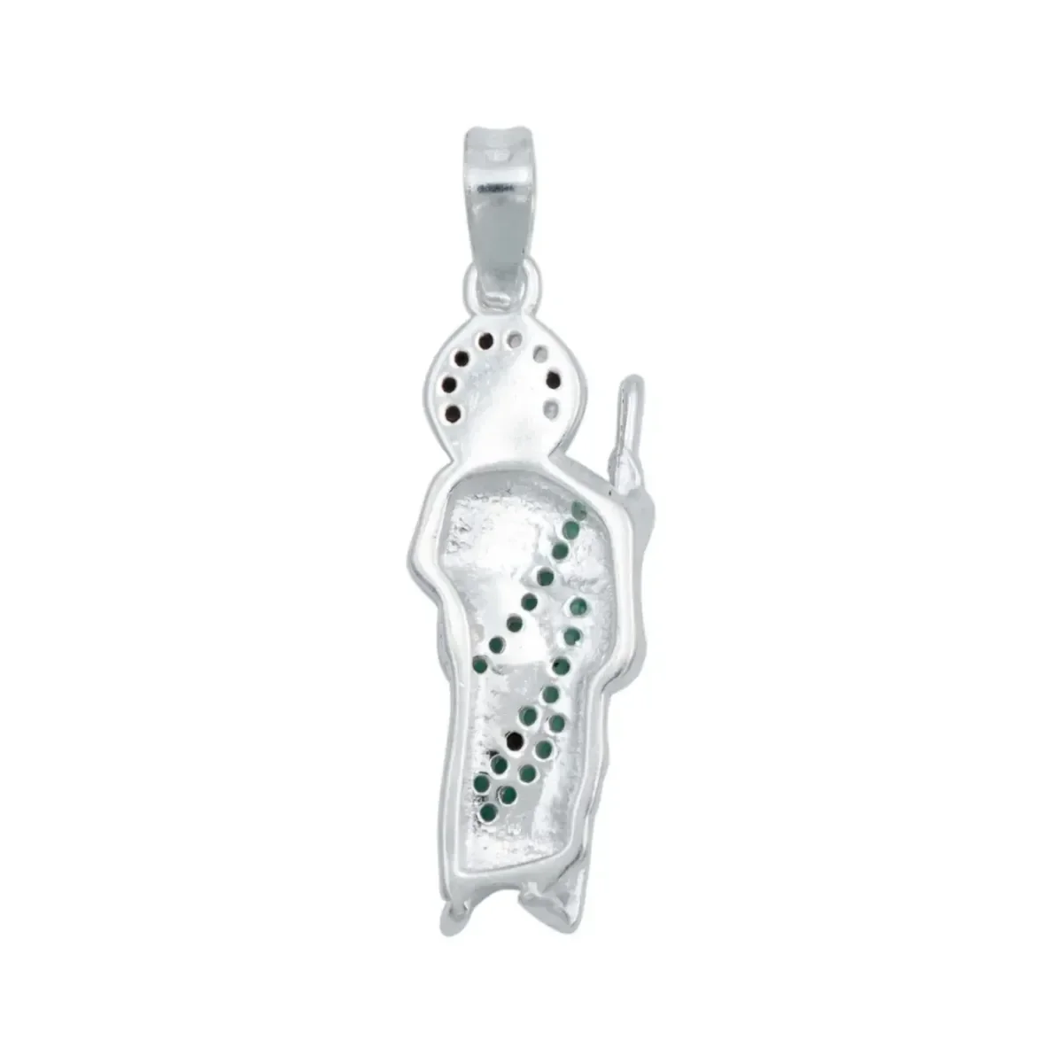 Dije y Cadena Plata 925 San Judas Tadeo con Zirconia Verde - Imagen 5