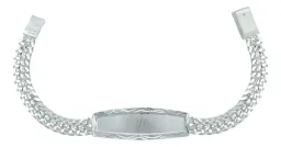 Esclava Doble Cubana Placa Plata .925 19cm - Imagen 1