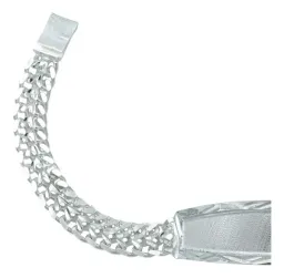 Esclava Doble Cubana Placa Plata .925 19cm - Imagen 3