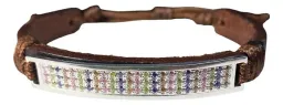 Esclava Plata 925 Cuero Multicolor con Zirconias Ajustable Unisex - Imagen 1