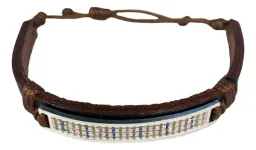 Esclava Plata 925 Cuero Multicolor con Zirconias Ajustable Unisex - Imagen 2