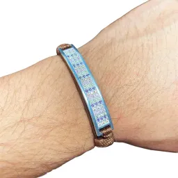 Esclava Plata 925 Cuero Multicolor con Zirconias Ajustable Unisex - Imagen 4