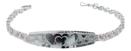 Esclava Plata 925 Ajustable Placa Corazón con Zirconias Rosa para Mujer - Imagen 2