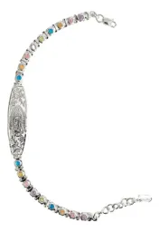 Esclava Plata 925 Virgen de Guadalupe con Zirconias Baño Oro Rosa Ajustable - Imagen 1