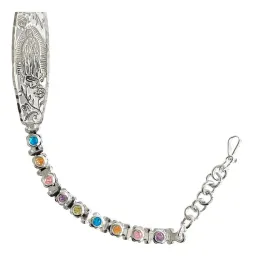 Esclava Plata 925 Virgen de Guadalupe con Zirconias Baño Oro Rosa Ajustable - Imagen 3