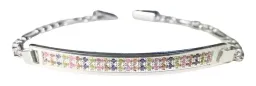 Esclava Moderna Placa con Zirconias Multicolor Plata .999 - Imagen 1