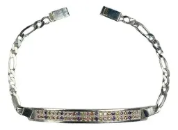 Esclava Moderna Placa con Zirconias Multicolor Plata .999 - Imagen 2