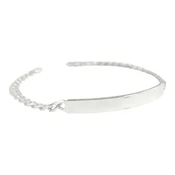 Esclava Plata 925 Cadena Barbada Cubana Placa Grabado Hombre 19cm - Imagen 1