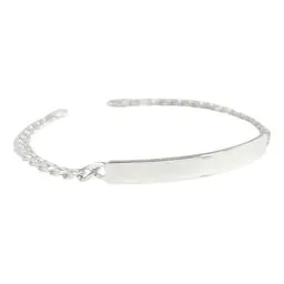 Esclava Plata 925 Cadena Barbada Cubana Placa Grabado Hombre 19cm - Imagen 1