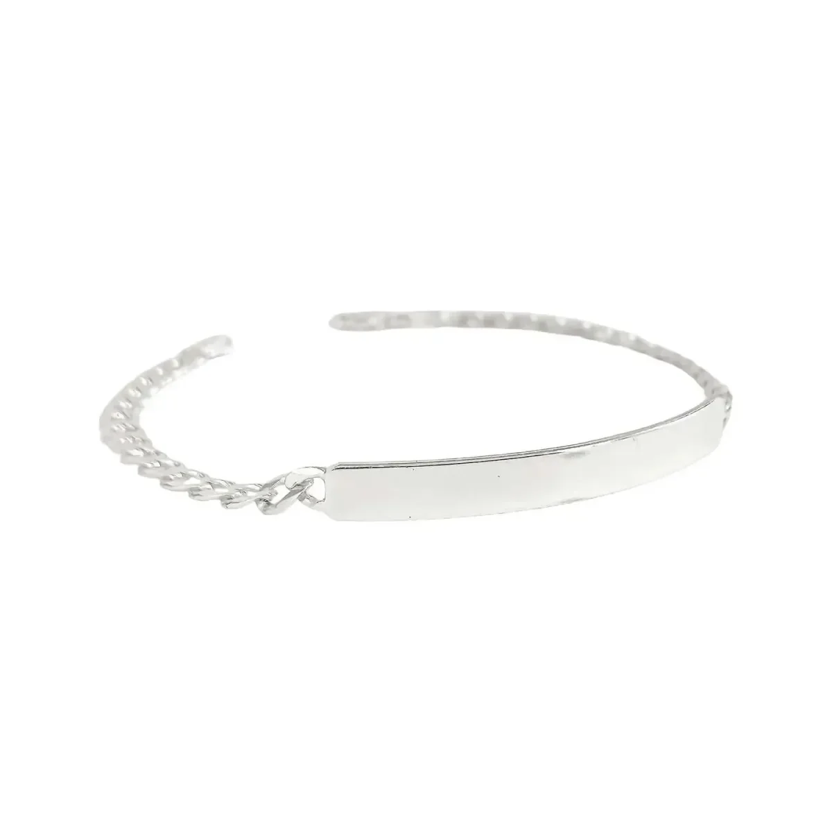 Esclava plata 925 hombre, pulsera personalizada hombre plata, diseño de cadena barbada cubana, placa grabable. Joyas de plata