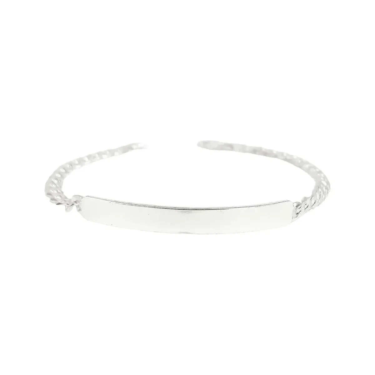 Esclava Plata 925 Cadena Barbada Cubana Placa Grabado Hombre 19cm - Imagen 2