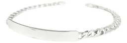 Esclava Plata 925 Cadena Barbada Cubana Placa Grabado Hombre 19cm - Imagen 3