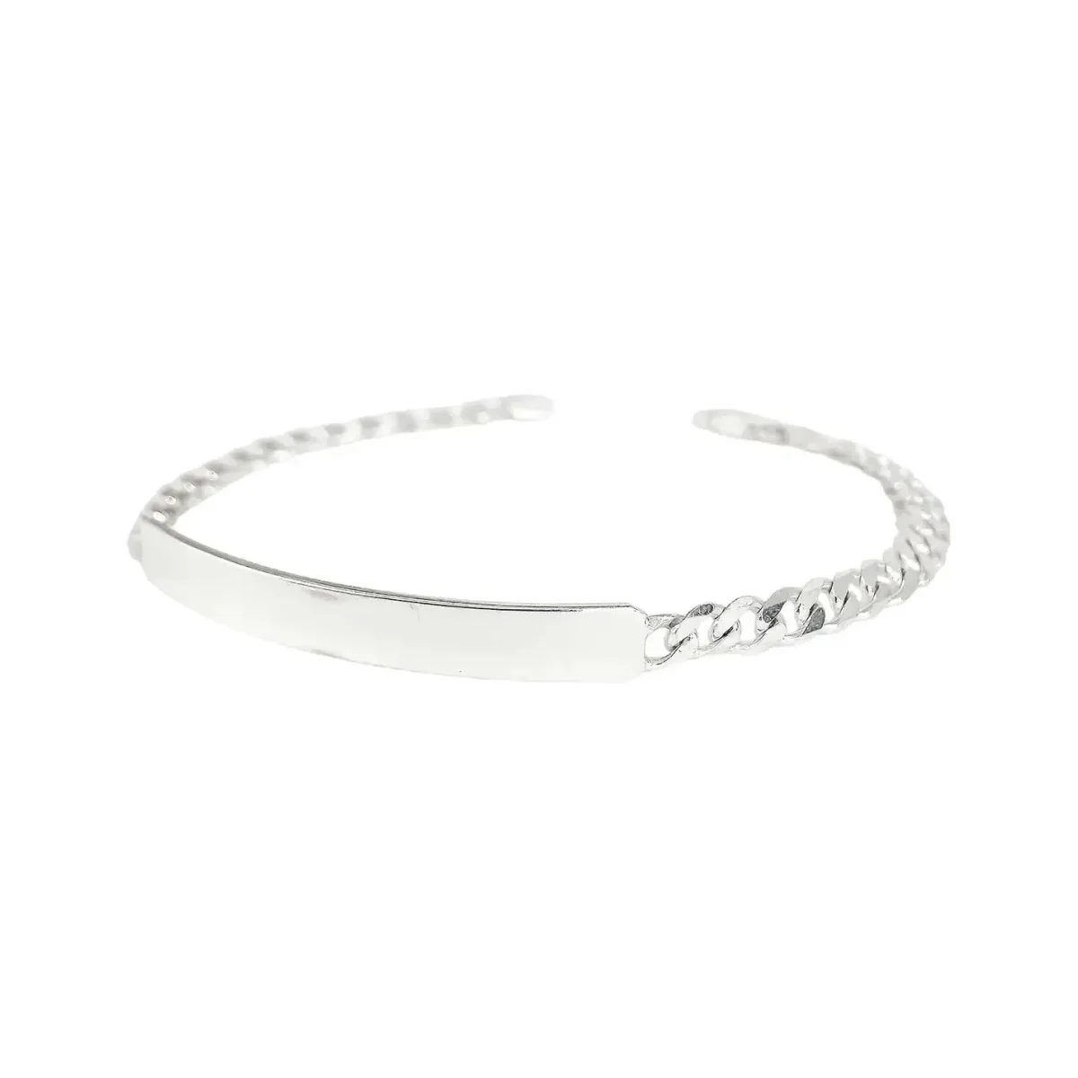 Esclava Plata 925 Cadena Barbada Cubana Placa Grabado Hombre 19cm - Imagen 3