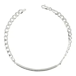 Esclava Plata 925 Cadena Barbada Cubana Placa Grabado Hombre 19cm - Imagen 4