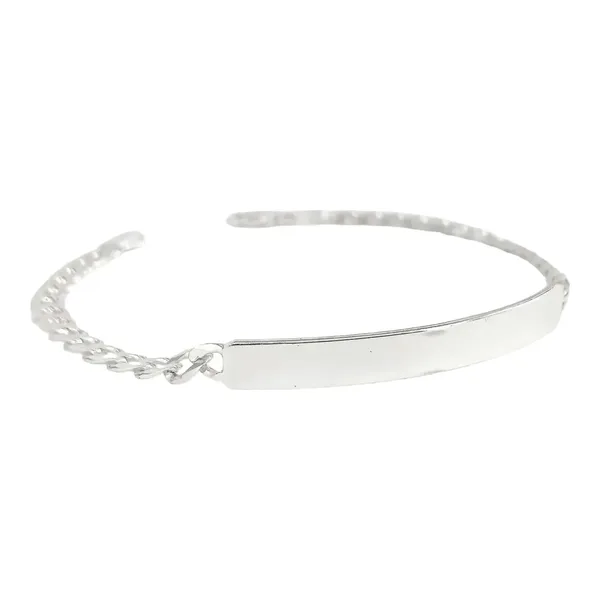Pulsera Esclava Plata .925 Barbada Cubana Hombre 21cm con Placa - Imagen 1