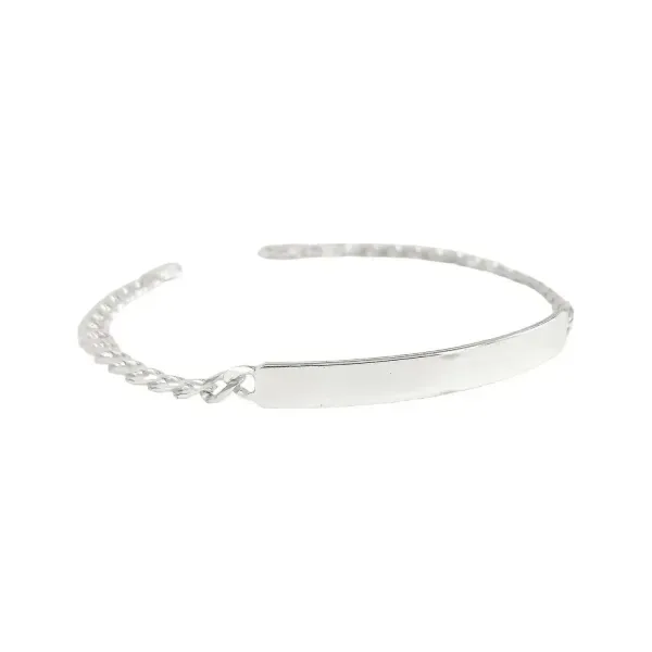 Pulsera Esclava Plata .925 Barbada Cubana Hombre 21cm con Placa - Imagen 1