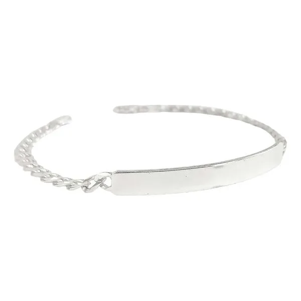 Pulsera Esclava Plata .925 Barbada Cubana Hombre 21cm con Placa - Imagen 1