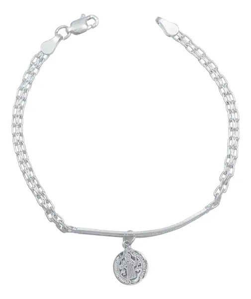 Esclava Pulsera Plata Ley 925 Diseño Bismark con Placa Grabable - Imagen 1