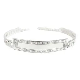 Esclava Cadena Rolo Plata 925 con Placa Lisa Ajustable Unisex - Imagen 1
