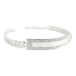 Esclava Cadena Rolo Plata 925 con Placa Lisa Ajustable Unisex - Imagen 3