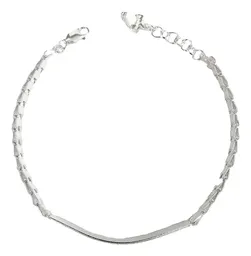 Esclava Cadena Rolo Plata 925 con Placa Lisa Ajustable Unisex - Imagen 4