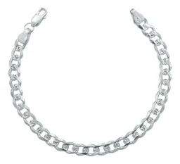 Esclava Cubana Diamantada 6mm Plata .925 19cm - Imagen 1