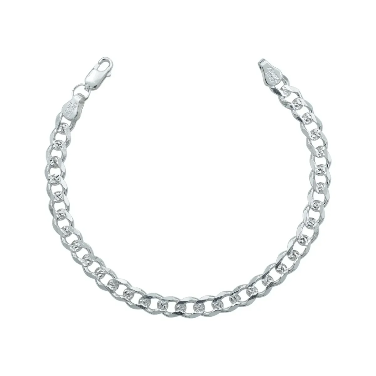 Pulsera de plata .925 plateada cubana diamantada hombre broche perico — Joyaris