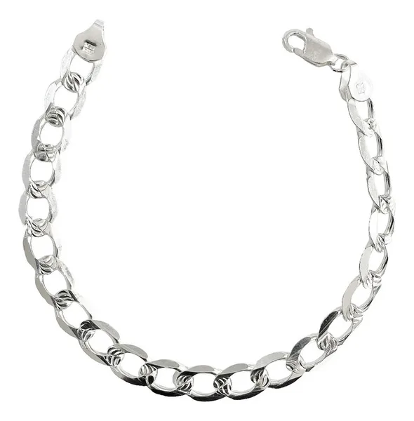 Pulsera de plata .925 para hombre diseno cubana diamantada 8mm — Joyaris