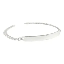 Pulsera Esclava Plata 925 Ley Cubana con Placa Grabable para Hombre - Imagen 1