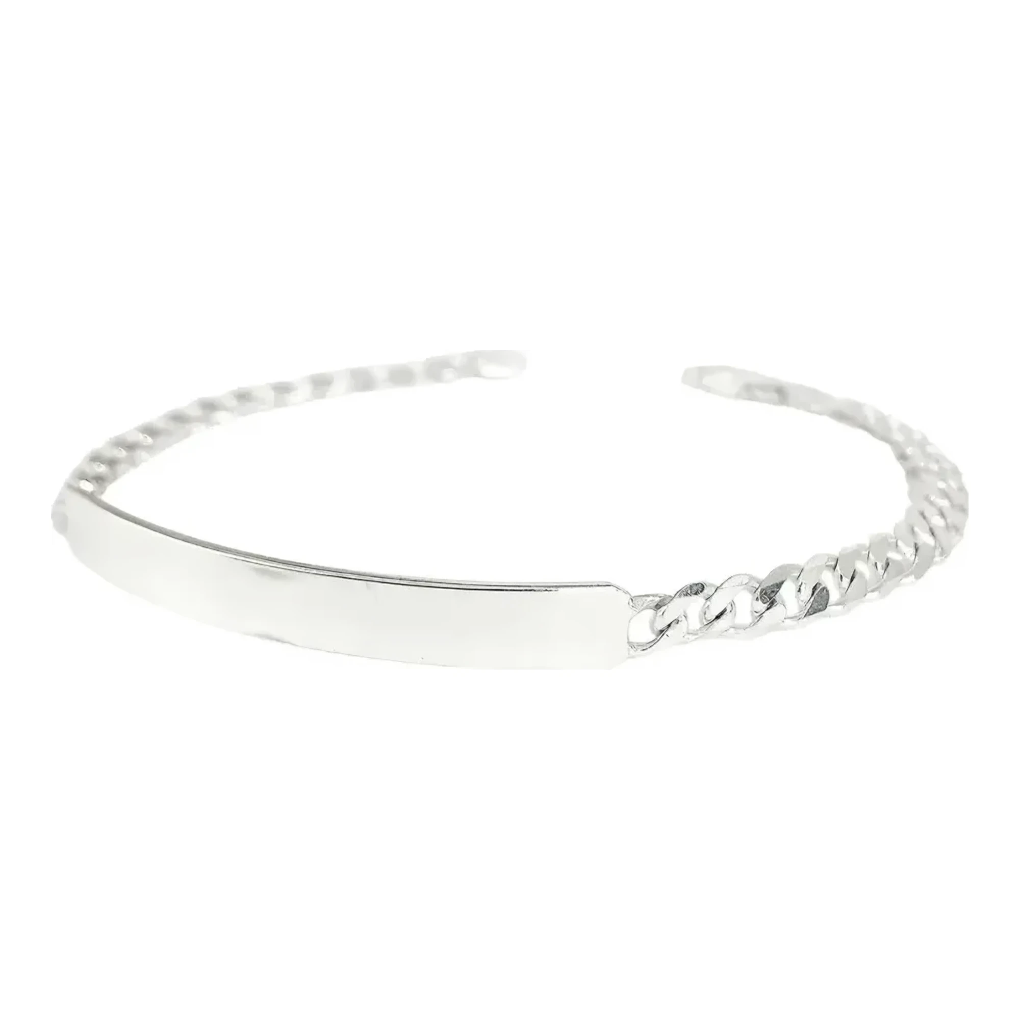 Pulsera Esclava Plata 925 Ley Cubana con Placa Grabable para Hombre - Imagen 3