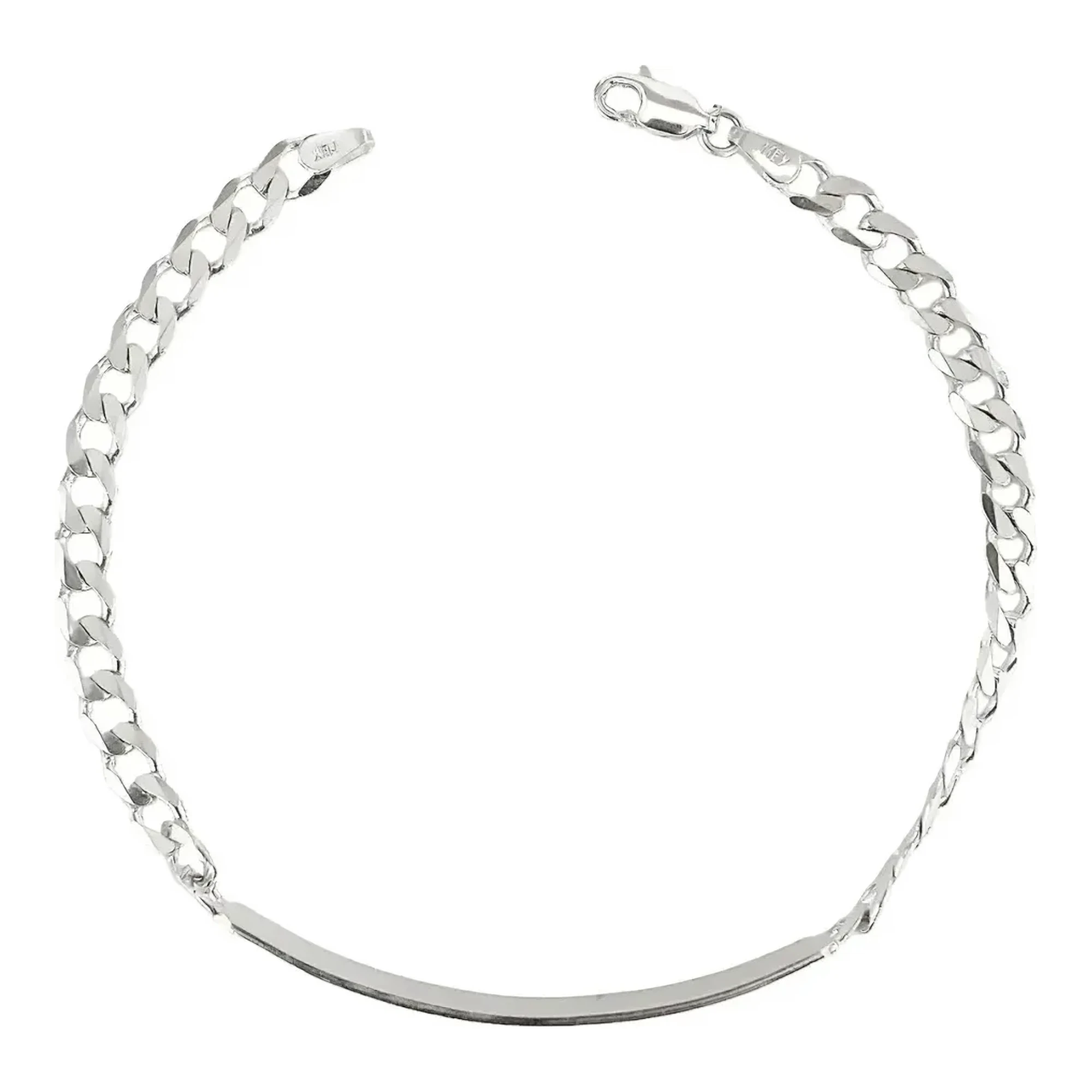 Pulsera Esclava Plata 925 Ley Cubana con Placa Grabable para Hombre - Imagen 4