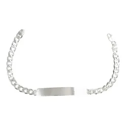 Esclava de Plata 925 Cadena Cubana para Hombre con Placa Lisa - Imagen 1