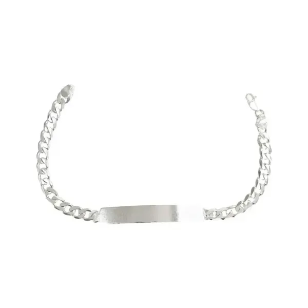 Esclava de plata .925 plateada para hombre pulsera cubana placa lisa broche perico — Joyaris
