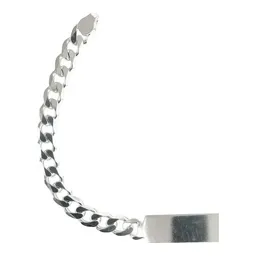 Esclava de Plata 925 Cadena Cubana para Hombre con Placa Lisa - Imagen 2