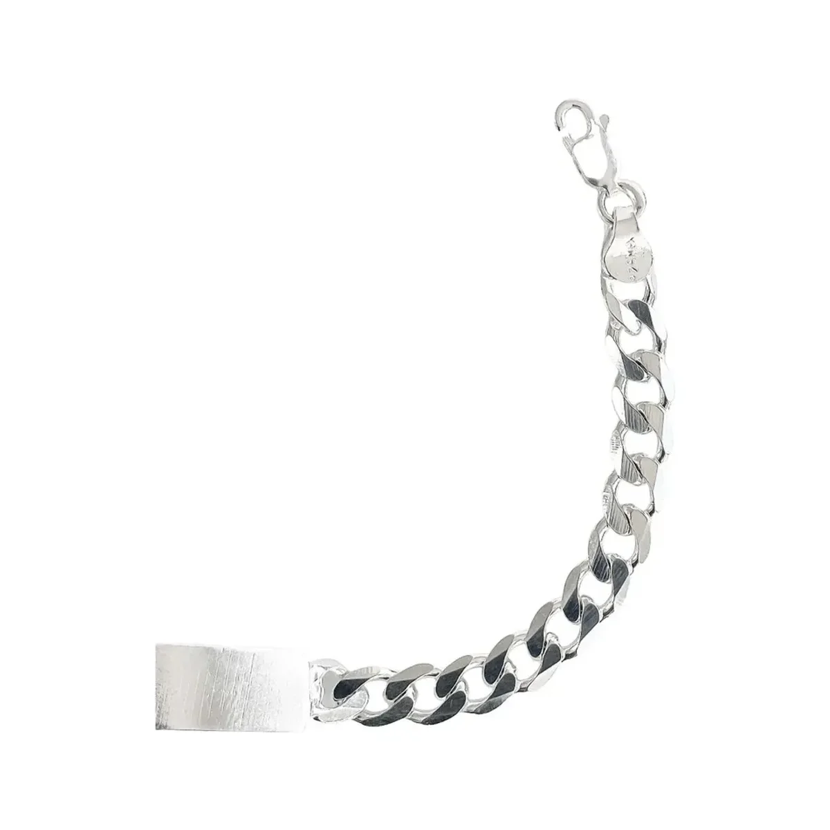 Esclava de Plata 925 Cadena Cubana para Hombre con Placa Lisa - Imagen 3